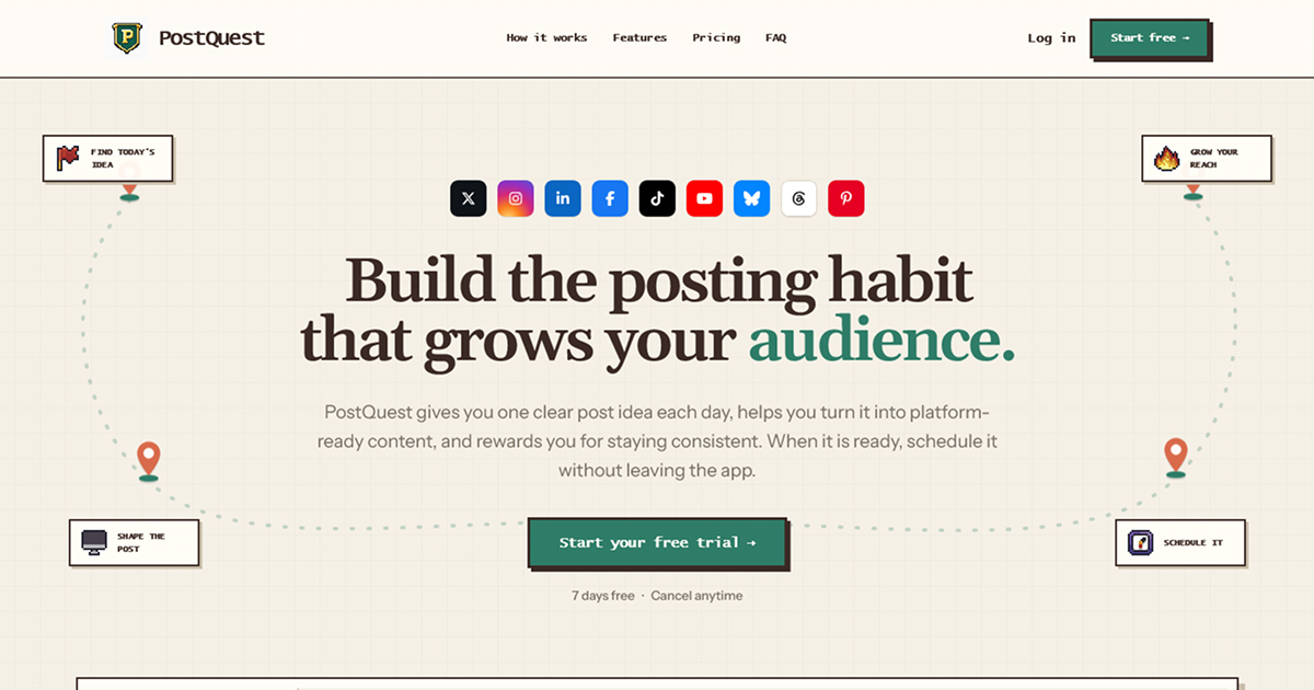 PostQuest — Build the posting habit that grows your audience